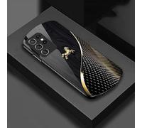 Urgalaxy Personalized Golden Horse Wood Grain Tempered Glass Case, Magnetic Tempered Glass Case, for Samsung S25 S24 S23 S22 Ultra (For S25,Black)
