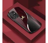 Urgalaxy Personalized Golden Horse Wood Grain Tempered Glass Case, Magnetic Tempered Glass Case, for Samsung S25 S24 S23 S22 Ultra (For S25 Ultra,Wine)