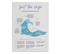 Urge Surfing Poster, DBT Therapy Office Decor for Addiction Recovery and Sobriety, Mental Health Wall Art Metal Tin Sign for Counseling Room(Unframed,08x12inch(20x30cm))
