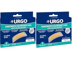 Urgo - Apósitos Cicatrizantes con Miel - Quemaduras y Heridas Superficiales - talla única, Caja con 5 Apósitos Estériles (Paquete de 2)