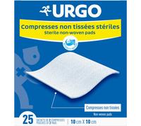 Urgo - Compresas estériles - No tejidas - Caja de 25 bolsas de 2 compresas - 10 cm x 10 cm