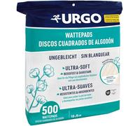 Urgo cuadrados de algodón - formato familiar - 500 unidades | Cuadrados de algodón, ultra-suaves absorbentes. Algodón de calidad certificada OEKO-TEX. Sin blanquear.