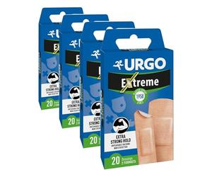 Urgo EXTREME - Tiritas individuales para la protección de heridas superficiales, agarre extrafuerte, 2 formatos, 20 tiritas (Paquete de 4)