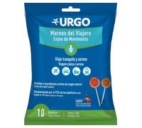 Urgo - Mareos del viajero - Bienestar durante los viajes Para un Viaje Tranquilo y Sereno - 10 piruletas (fresa y cola)