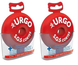 Urgo - SOS Cortes - Cinta autoadhesiva para detener el sangrado - Ideal para las situaciones de urgencia - Banda de 2,5 cm x 3 m (Paquete de 2)