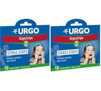 Urgostrips - Tiras esterilizadas precortadas - Soporte adhesivo no tejido - 10 unidades de 100 x 6 mm (Paquete de 2)