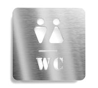 Urhome Señor señoras WC cartel de acero inoxidable V2A - Corte láser pictograma grabado placa puerta - Señal de advertencia para pared puerta - Señal para hombre - Señor inodoro cartel informativo