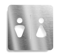 Urhome Señor señoras WC cartel de acero inoxidable V2A - Corte láser pictograma grabado placa puerta - Señal de advertencia para pared puerta - hombres mujeres WC Infoschild para interior y exterior