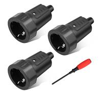 URHRHU Fiches Schuko, 3 x Fiche electrique femelle Noire, 250V, 16A, IP44 Prise Fiche Femelle Noir en Caoutchouc Prises de Courant Étanches 3.7KW