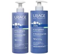 Uriage Agua Limpiadora Corporal sin Aclarado Edelweiss Orgánico 500 ml + Uriage Bebé Loción Hidratante Diaria 500 ml