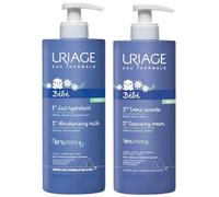 Uriage Bebé Loción Hidratante Diaria 500 ml + Uriage Gel/Champú Bebés Edelweiss Orgánico, Manteca de Karité 500 ml