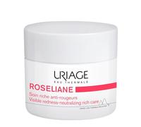 Uriage Roséliane Crema Rica Antirojeces con Manteca de Karité, Ginseng y Extractos de Algas - Calma, Hidrata y Reduce las Rojeces. Crema facial rica para un confort duradero