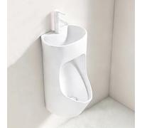 Urinario cerámico de pared, urinario comercial con descarga de agua, con lavabo y grifo integrados, fácil instalación, ideal para baños, hoteles, garajes, bares y baños públicos.(Automatic)