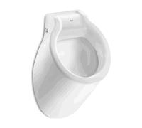 Urinario de entrada posterior con tapa de 34 cm fabricado en porcelana de color blanco Spun Roca - Sprint grifo de paso recto empotrable temporizado / Con separador