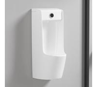 Urinario de hombre montado en la pared, sensor inteligente de descarga, a prueba de derrames, antiolor, lavado de cerámica blanca para baño, hotel, garaje, bar