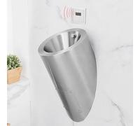 Urinario de pared de acero inoxidable con canaleta para montaje en pared. Diseño a prueba de derrames y descarga comercial para baños públicos masculinos en baños, hoteles y centros comercia