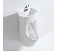 Urinario de Pared, Urinario de Cerámica para Hombres con Lavabo Integrado y Grifo con Sensor, Ideal para Bares, Hoteles y Baños Públicos