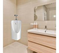 Urinario de Pared Urinarios para Aseos Masculinos, Urinario Cerámico de Esquina con Descarga Manual, Inodoros Compactos con Desviador de Orina para Garajes y Clubes de Golf.(White)