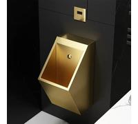 Urinario público de acero inoxidable con sensor automático de pared | Urinario tipo canaleta metálica con sensor | Urinario con descarga para hombres en lugares públicos(Gold)