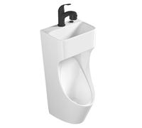 Urinarios de Cerámica, Urinarios para Baño Masculino con Lavabo y Grifo Retráctil, Antiolor, Ideal para Garajes, Karaokes, Cárceles, Bares, Hoteles y Tiendas(Black)