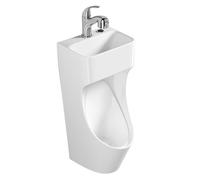 Urinarios de Cerámica, Urinarios para Baño Masculino con Lavabo y Grifo Retráctil, Antiolor, Ideal para Garajes, Karaokes, Cárceles, Bares, Hoteles y Tiendas(White)