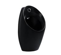 Urinarios de Pared de 12,2 × 12,6 × 24 Pulgadas, Urinario Masculino con Descarga Mediante Sensor Inteligente, de Cerámica para Hoteles, Bares, Baños Públicos y Uso Comercial(Black)