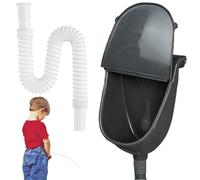 Urinarios de plástico para hombres, urinario sin olor a agua montado en la pared con cubierta y función de lavado para hogar, dormitorio, jardín, autocaravana, negro