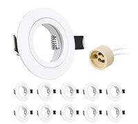 URing 10x Marco Foco Empotrable GU10 aluminio Blanco, Marco Ojo de Buey de techo Incl. Portalámparas GU10 Para Lámparas de Led O Halógena, Redondo Foco led interior techo, Orificio de montaje ø65mm