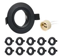 URing 10x Marco Foco Empotrable GU10 aluminio Negro, Marco Ojo de Buey de techo Incl. Portalámparas GU10 Para Lámparas de Led O Halógena, Redondo Foco led interior techo, Orificio de montaje ø65mm