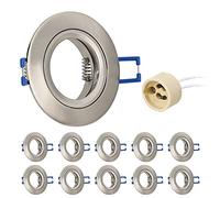 URing 10x Marco Foco Empotrable GU10 aluminio Níquel, Marco Ojo de Buey de techo Incl. Portalámparas GU10 Para Lámparas de Led O Halógena, Redondo Foco led interior techo, Orificio de montaje ø65mm