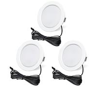 URing 3 x Foco LED Empotrable 12V Downlight Regulable, Empotrable LED Techo 3.5W 300LM 4000K Blanco Natural, Panel LED ojos de buey Luces Interiores para muebles Autocaravana, con cable de 2m, Blanco