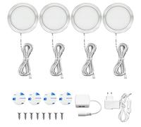 URing 4 luces LED Cocina bajo mueble Luz Armario Luces para armarios Luz Vitrina Luz del Gabinete para Estante Cocina Muebles Taquillas Enfriador de Vino Caravana Escaleras, Blanco cálido