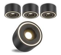 URing 4 Pcs Focos LED Interior Techo Superficie Negro - Ø97x55mm - Aplique Techo Foco interior 8W 1680lm - 4000K Blanco Neutro - Plafones Focos redondo 230V, Focos Superficie de Aluminio