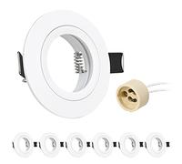URing 6x Marco Foco Empotrable GU10 aluminio Blanco, Marco Ojo de Buey de techo Incl. Portalámparas GU10 Para Lámparas de Led O Halógena, Redondo Foco led interior techo, Orificio de montaje ø65mm