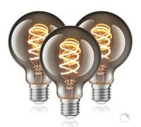 URing Bombilla E27 LED Luz Calida Regulable 2200K Edison Vintage LED Bombillas 4W Bajo Consumo Bombilla Decorativa Retro E27 de Filamento Adecuada para Cafetería Bar, Pack de 3 (G80) Gris Ahumado