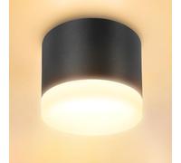 URing Downlight Focos LED Techo 6W 3000K Blanco Cálido, Focos Interior Techo LED Lámpara de Techo GX53 600LM, 230V Redonda Focos Superficie Plafón Focos con anillo acrílico Para Cocina Salon, Negro