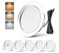 URing Downlight LED Techo Empotrable 12V Regulable 3W Ojos de Buey LED para Techo 3000K 4000K 6000K Foco 12v interior con cable 2m para Autocaravanas/Muebles, Corte 55-58mm, Pack 6, Cromo