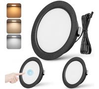 URing Downlight LED Techo Empotrable 12V Regulable 3W Ojos de Buey LED para Techo 3000K 4000K 6000K Foco 12v interior con cable 2m para Autocaravanas/Muebles, Corte 55-58mm, Pack 3, Negro