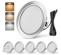 URing Downlight LED Techo Empotrable 12V Regulable 3W Ojos de Buey LED para Techo 3000K 4000K 6000K Foco 12v interior con cable 2m para Autocaravanas/Muebles, Corte 55-58mm, Pack 6, Níquel