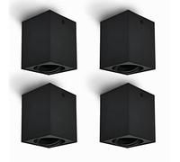 URing focos led interior techo Giratorio, Focos de Superficie Plafón Focos para GU10, Cube Lampara Focos LED de Techo Interior, 230V para salón dormitorios, Mate Negro, bombilla no incluida, cuboides