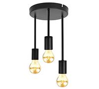 URing Lámparas de Techo Vintage 3 Luces, E27 Lámparas Techo Colgante industriales Metal retro candeeiro teto Iluminación de Techo Plafón de Interior Para salón comedor cocina Dormitorio, Ø20cm, Negro