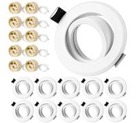 URing Marco Foco Empotrable GU10, 10 Pack Focos Downlight LED Empotrable | Blanco Redondo, Aluminio, con Portalámparas GU10, Corte Ф 68-75mm, Ángulo basculación 30°, Para Lámparas De Led O Halógena