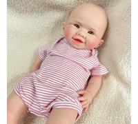 URMLHNRZ Bebé renacida de Silicona Realista y Sonriente | Muñeca Realista de 48 cm con Peso | Platino Premium, Segura y Apta para bañar niñas de 3 años