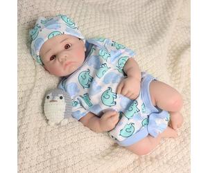 URMLHNRZ Bebé renacido de Silicona de 40 cm con Cuerpo Realista, Peso Real (no de Vinilo), con Accesorios para Regalar, coleccionar y Jugar.