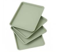 URMONA Bandeja de Servicio de Plástico BPA Free, Set 4 Piezas, Plato para Servir para Buffet y Fiesta, Bandeja para Snacks y Galletas, Ligera para Cocina (36×26 CM,Verde)