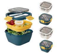 URMONA Fiambrera con Compartimentos y Cubiertos, Lunch Box Hermética para Adultos y Niños, Bento Box To Go para Escuela y Oficina (1700ml,Blanco)