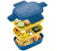 URMONA Fiambrera Hermética para Adultos, 1900 ml Bento Box Grande con Compartimentos, Porta Almuerzo BPA Free con Tenedor, Contenedor To Go para Oficina y Escuela (Azul)