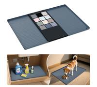 URMONA Waterproof Silicone Under Sink Mat 19'' x 19'' Shelf Liner for Kitchen and Bathroom, Cabinet and Counter Protector, Storage and Organizers, Litter Mat, Pet Cat Puppy Essentials(Dark Grey)