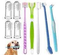 URMYONLY Dog Toothbrush, Finger Toothbrushes, 360 Degree Toothbrush, Triple Head Dog Toothbrushes, Double Head Toothbrush,Cleaning Brushes for Dog Cat Oral Dental Health (Blue, L)