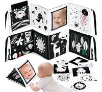 URMYWO Juguetes para Bebés 0-12 Meses - Libro de Tela Suave con Espejo, Plegable y Lavable, Juguetes Montessori para Tummy Time, Regalo para Recién Nacidos